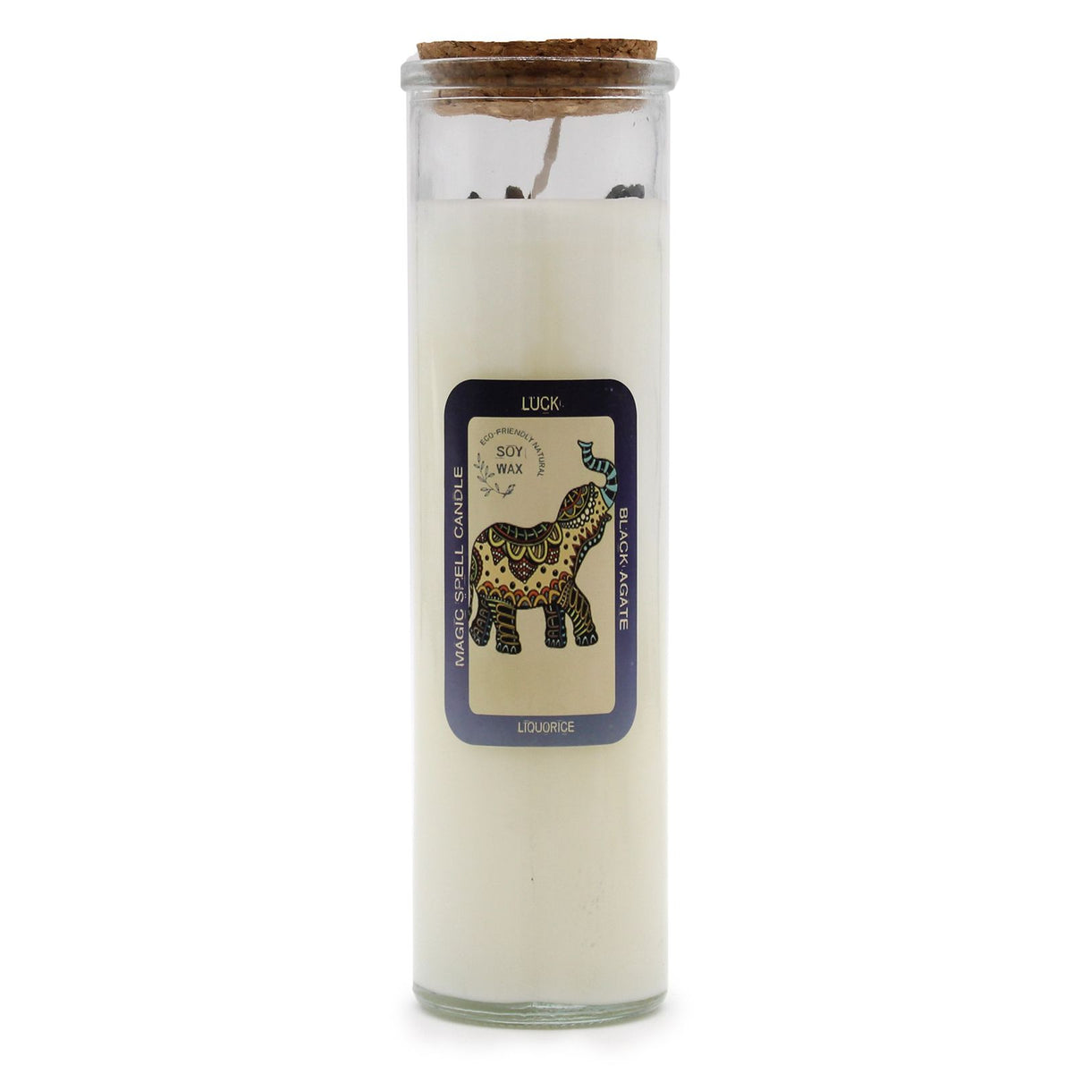 Black Agate gemstone soy wax candle with liquorice fragrance