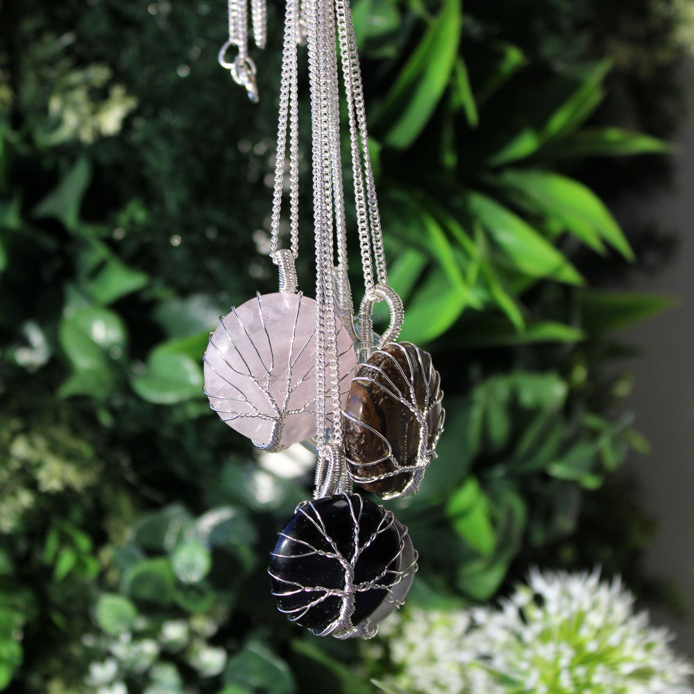 Tree of Life Gemstone Necklace – Rose Quartz