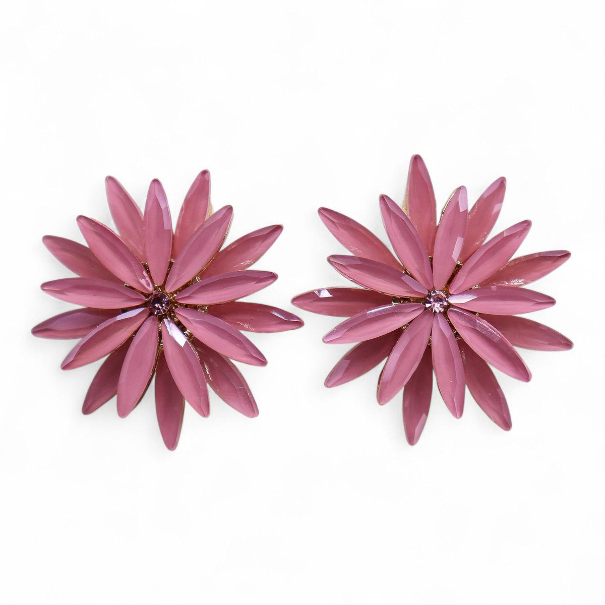 Soft Pink Vintage Glass Flower Earrings