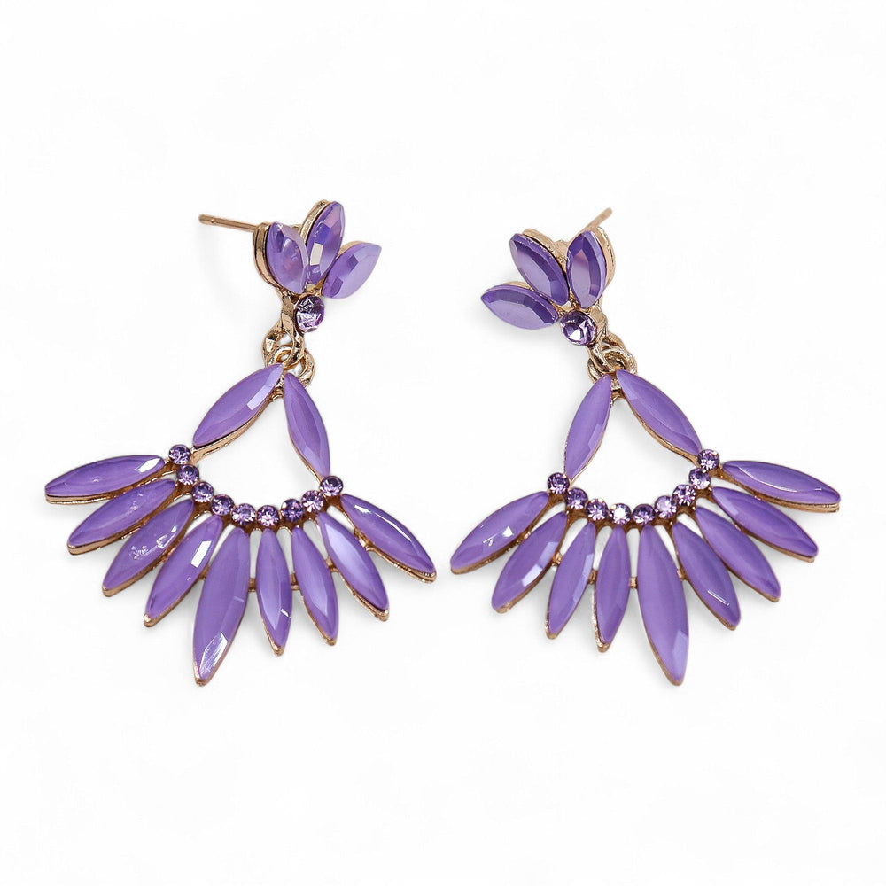 Lavender Vintage Glass Long Drop Earrings