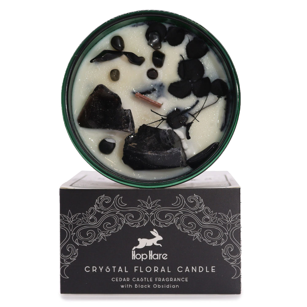 Knight of Swords Gemstone Flower Candle – Black Obsidian