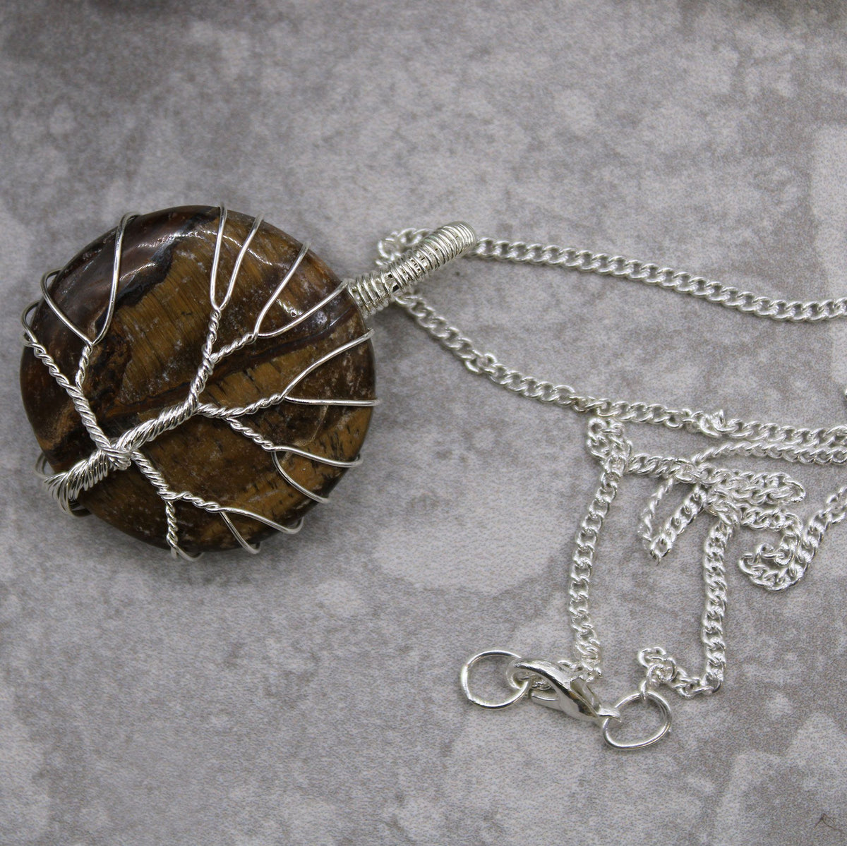 Tree of Life Gemstone Necklace – Tiger Eye