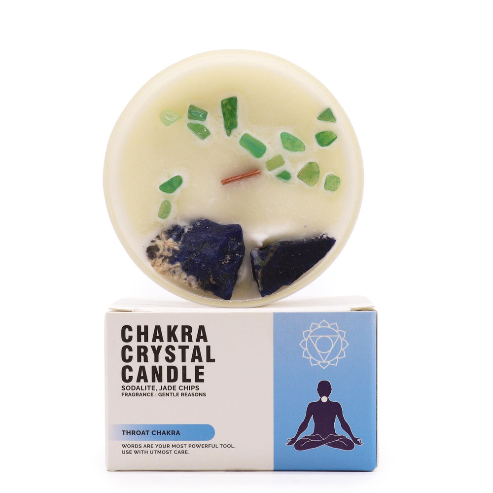 Throat Chakra Gemstone Candle – Sodalite & Jade