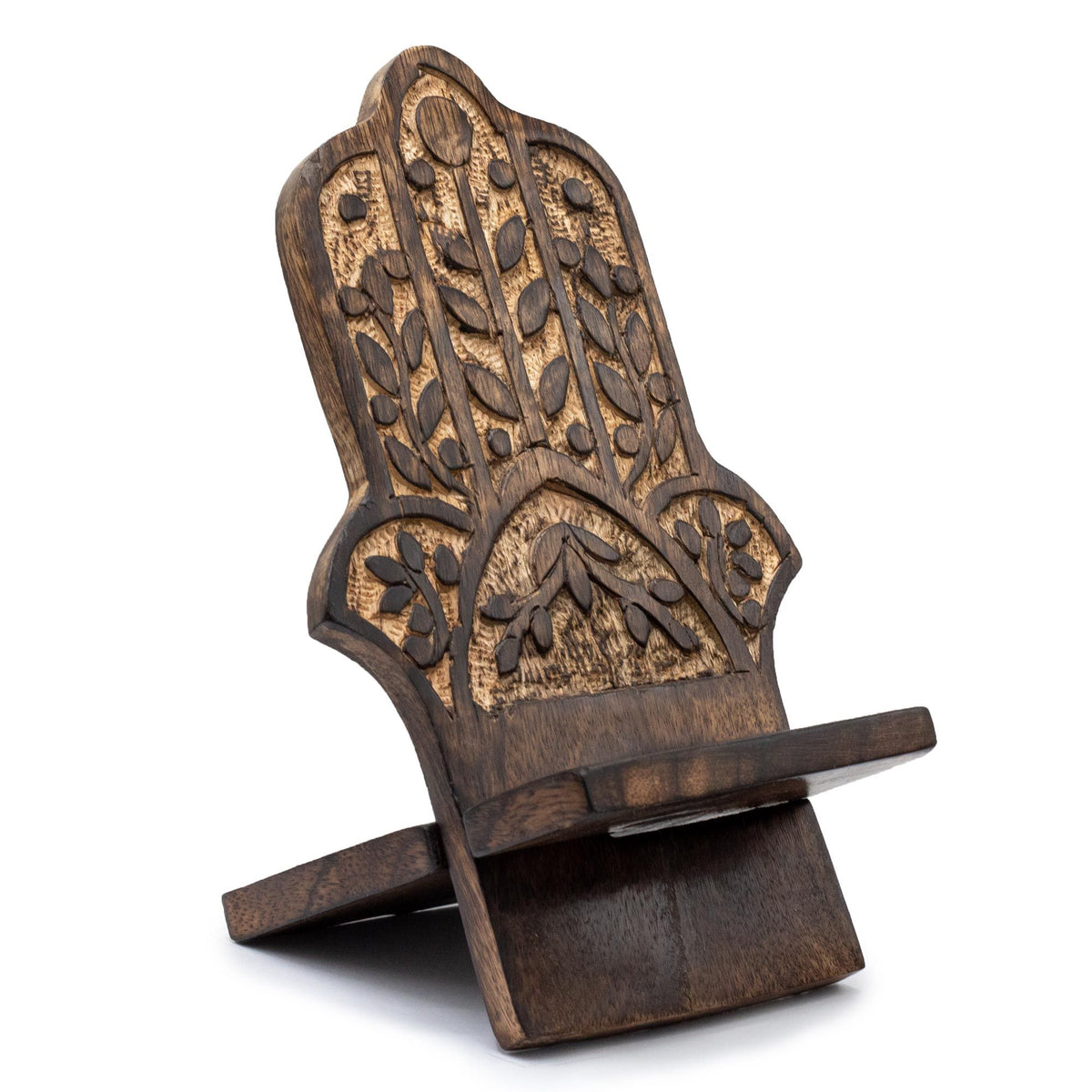 Mango Wood Hamsa Phone Holder