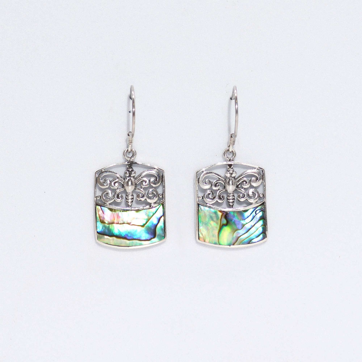 Shell & Silver Earrings – Dragonfly – Abalone