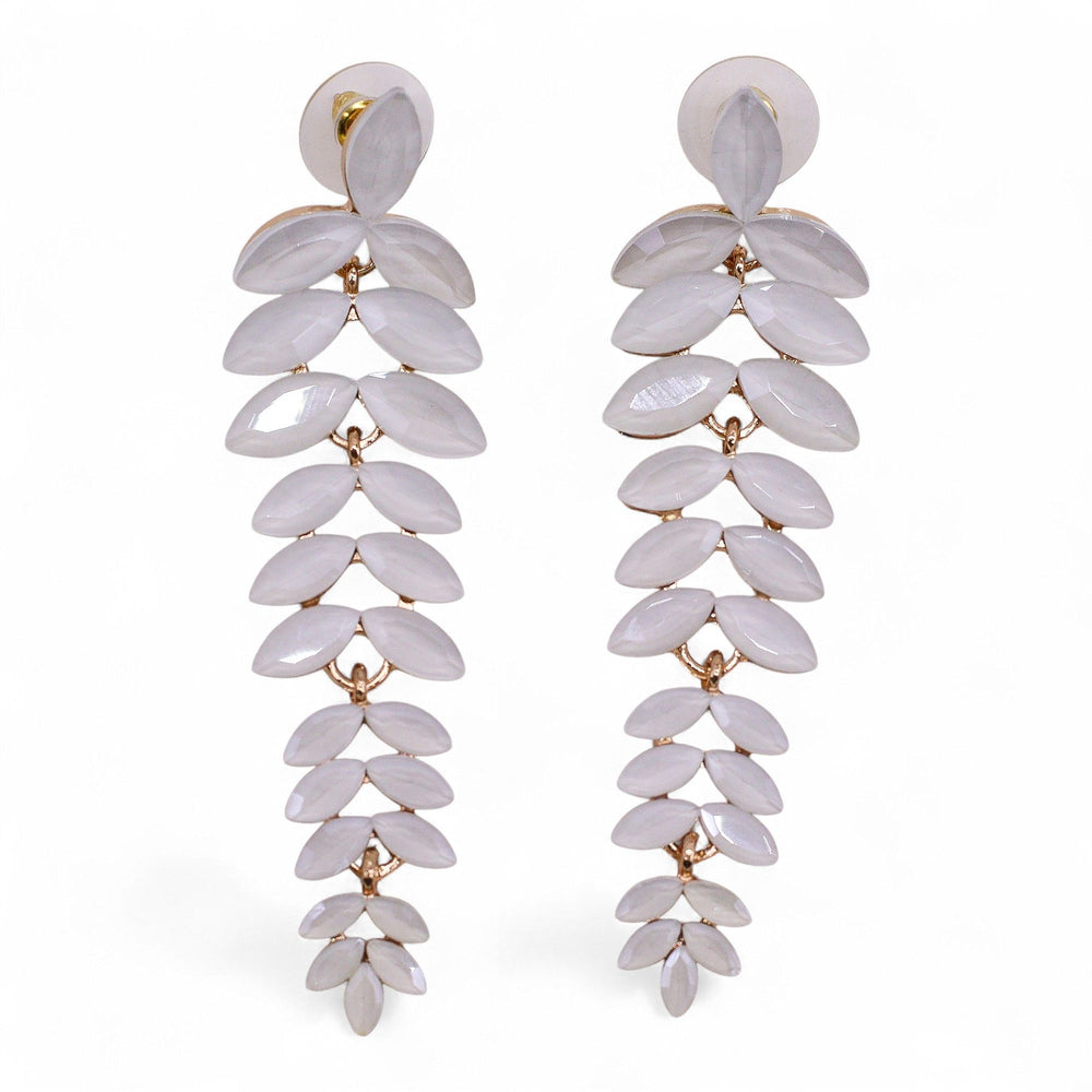 Pearl Vintage Glass Long Drop Earrings