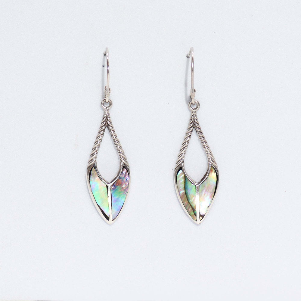 Shell & Silver Earrings – Spear Drops – Abalone