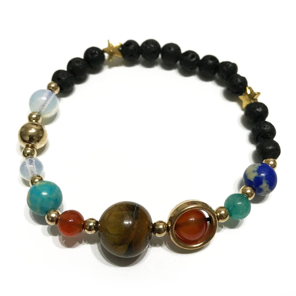 Lava Stone Bracelet – Gold Solar System