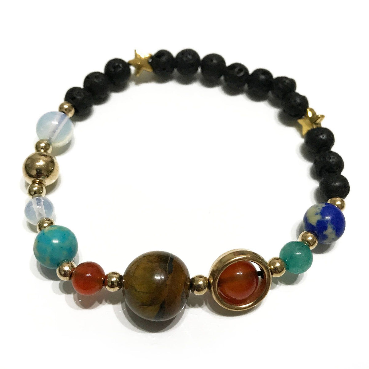 Lava Stone Bracelet – Gold Solar System