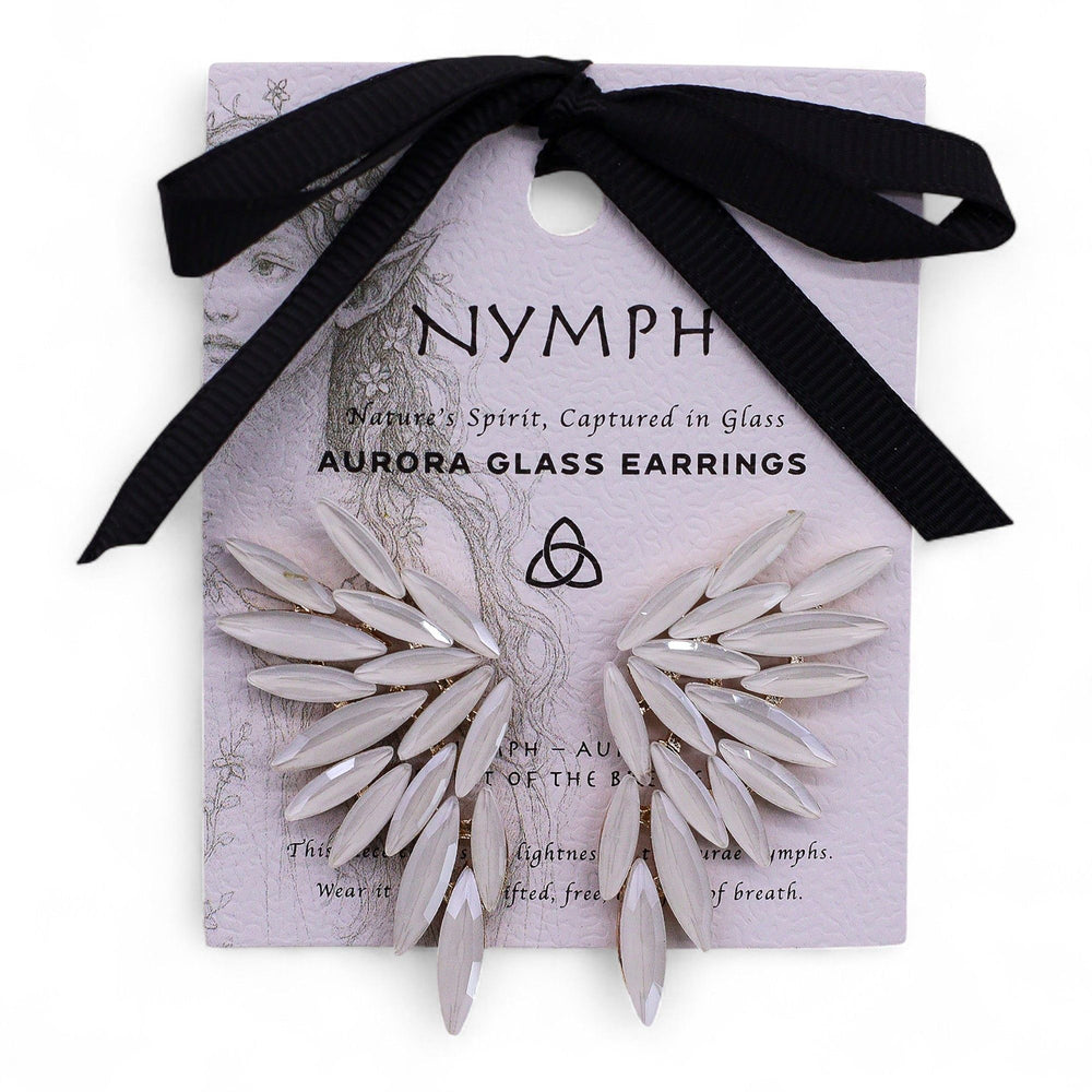 Pearl Vintage Glass Angel Wings Earrings
