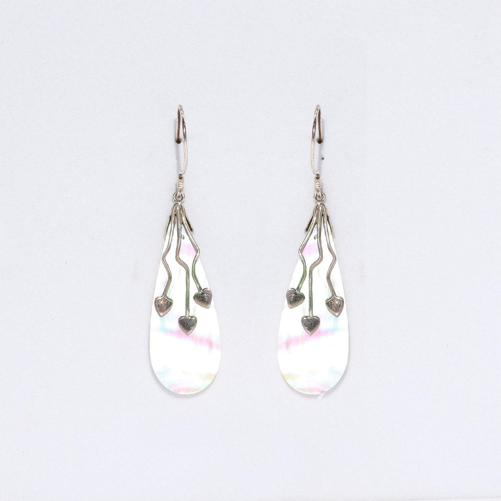 Shell & Silver Earrings – Three Hearts – MOP
