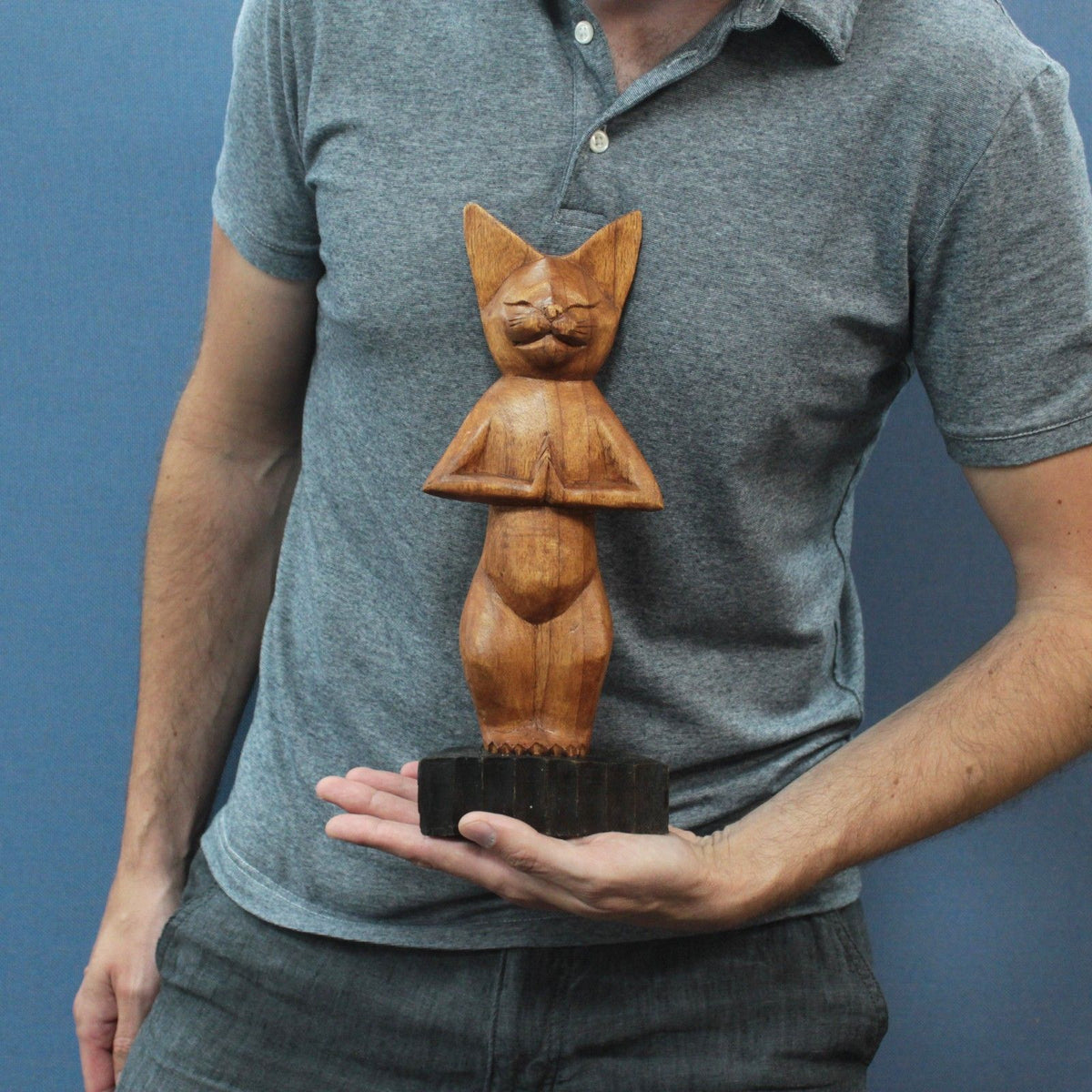 Hand Carved Yoga Cats — Classic