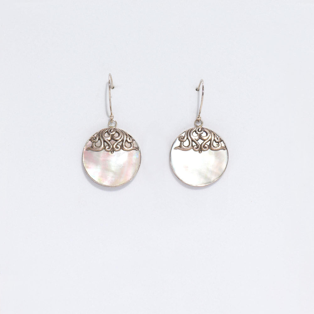 Shell & Silver Earrings – Classic Disc – MOP