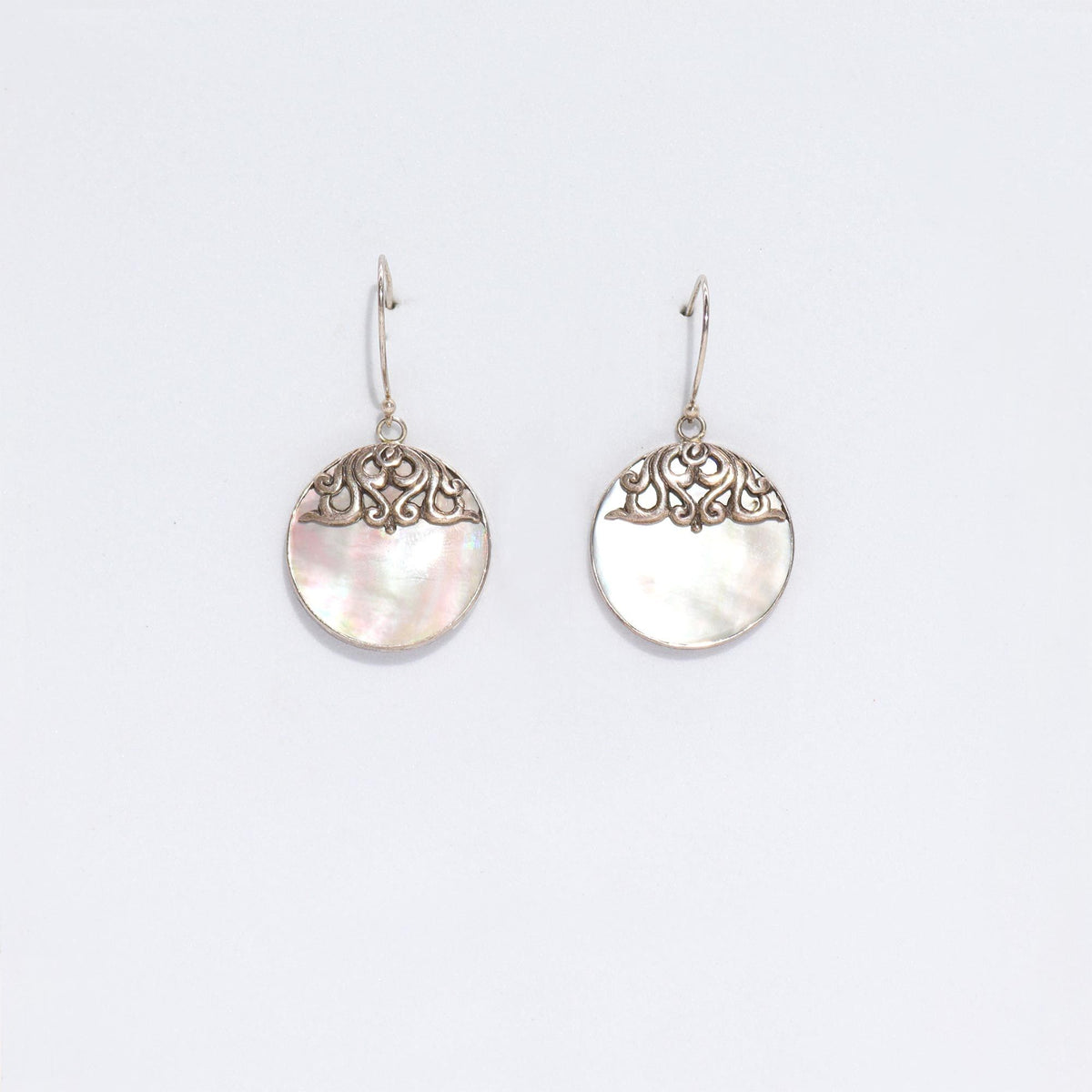 Shell & Silver Earrings – Classic Disc – MOP