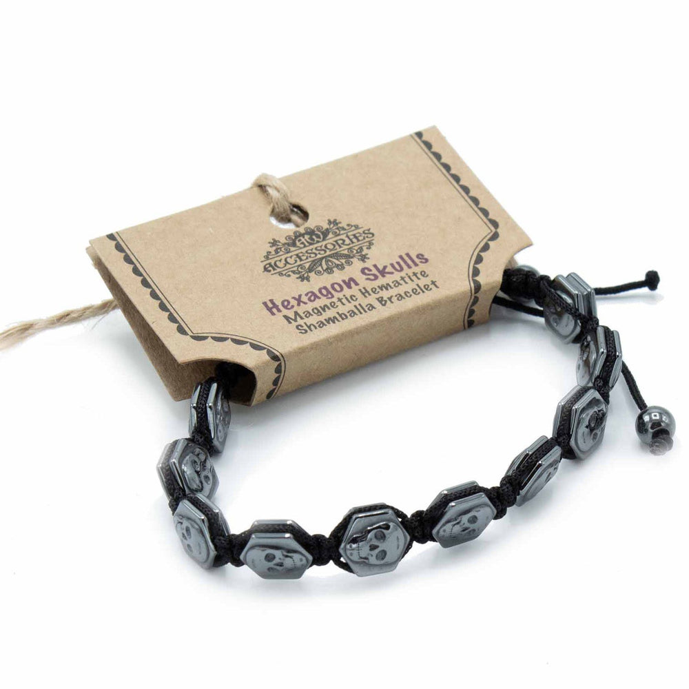 Halloween Skull Magnetic Hematite Shamballa Bracelet