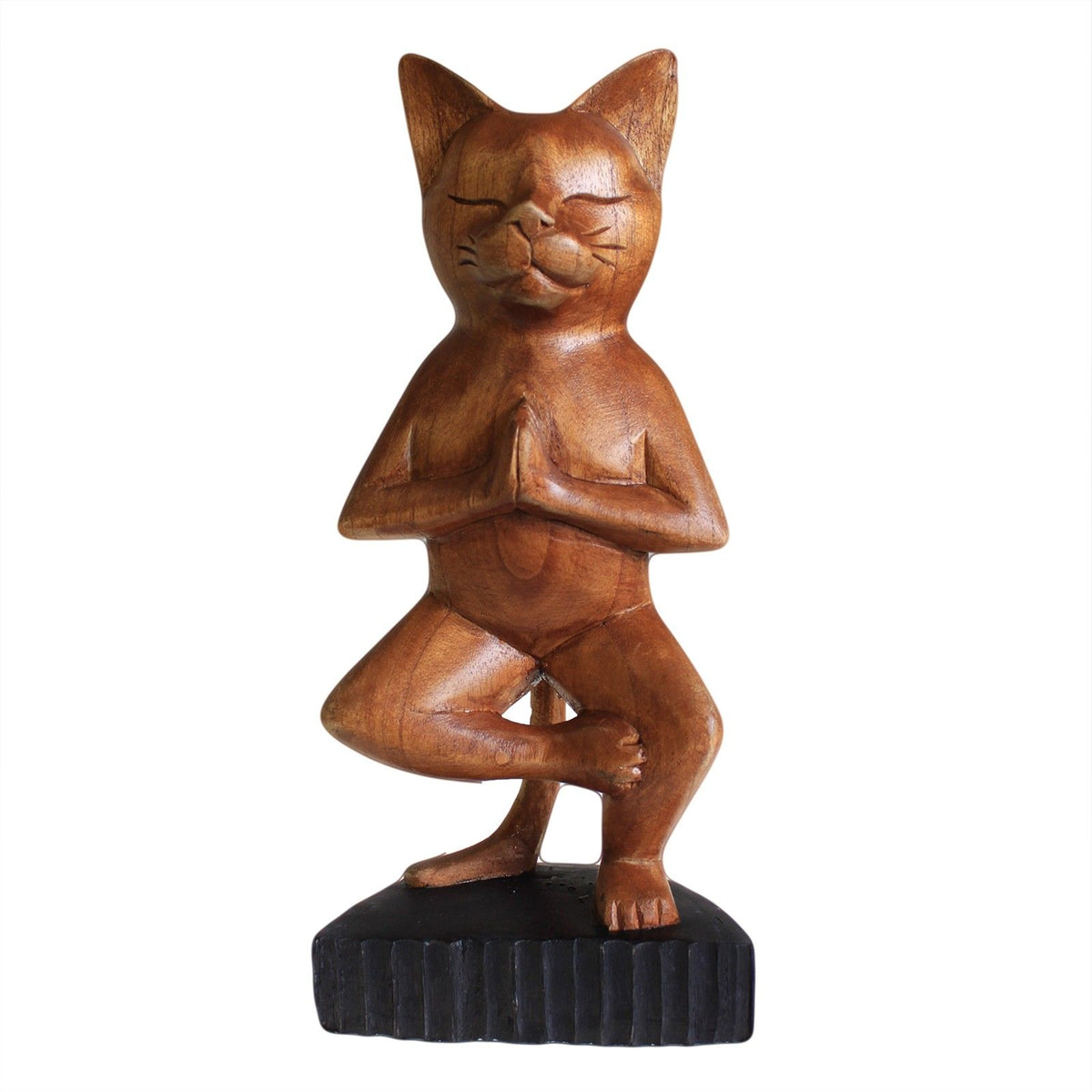 Hand Carved Yoga Cats