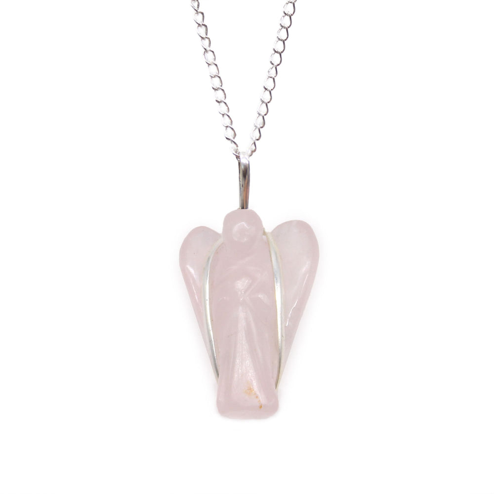Gemstone Guardian Angel Pendant – Rose Quartz