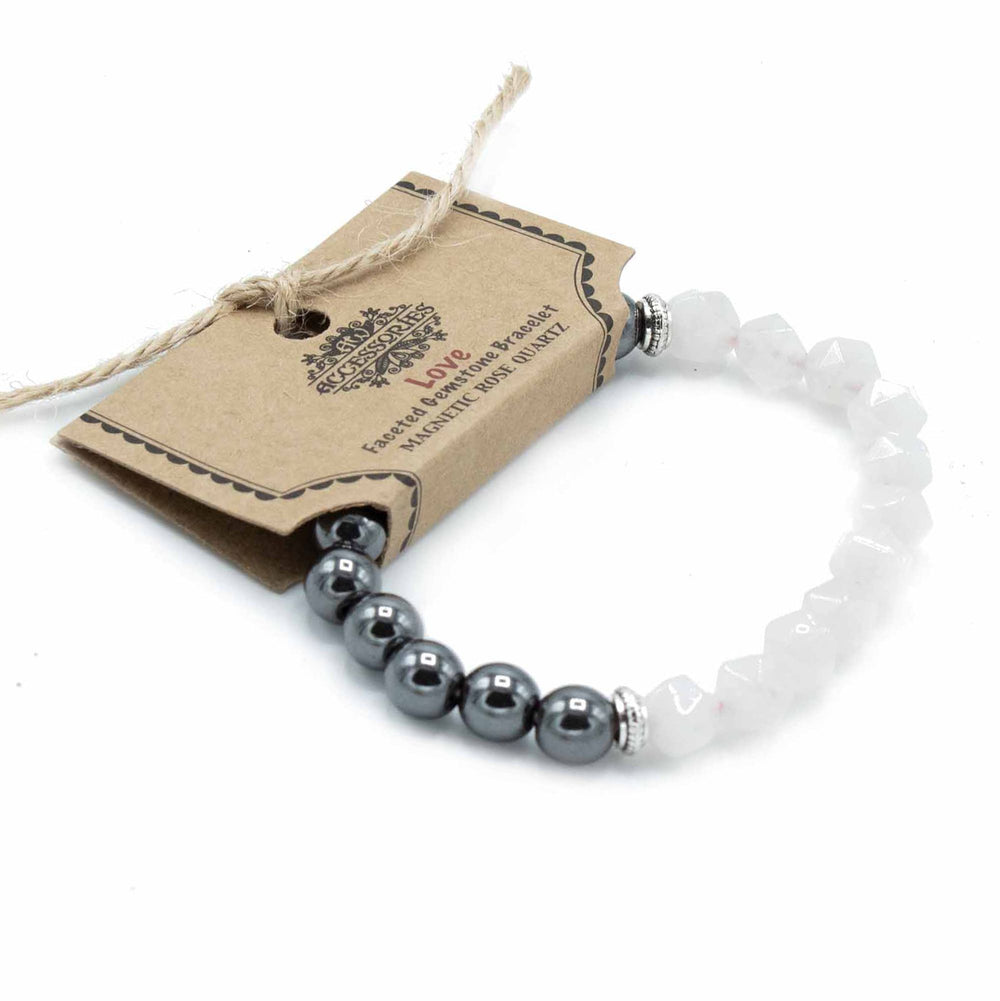 Faceted Gemstone Bracelet – Magnetic Rose Quartz