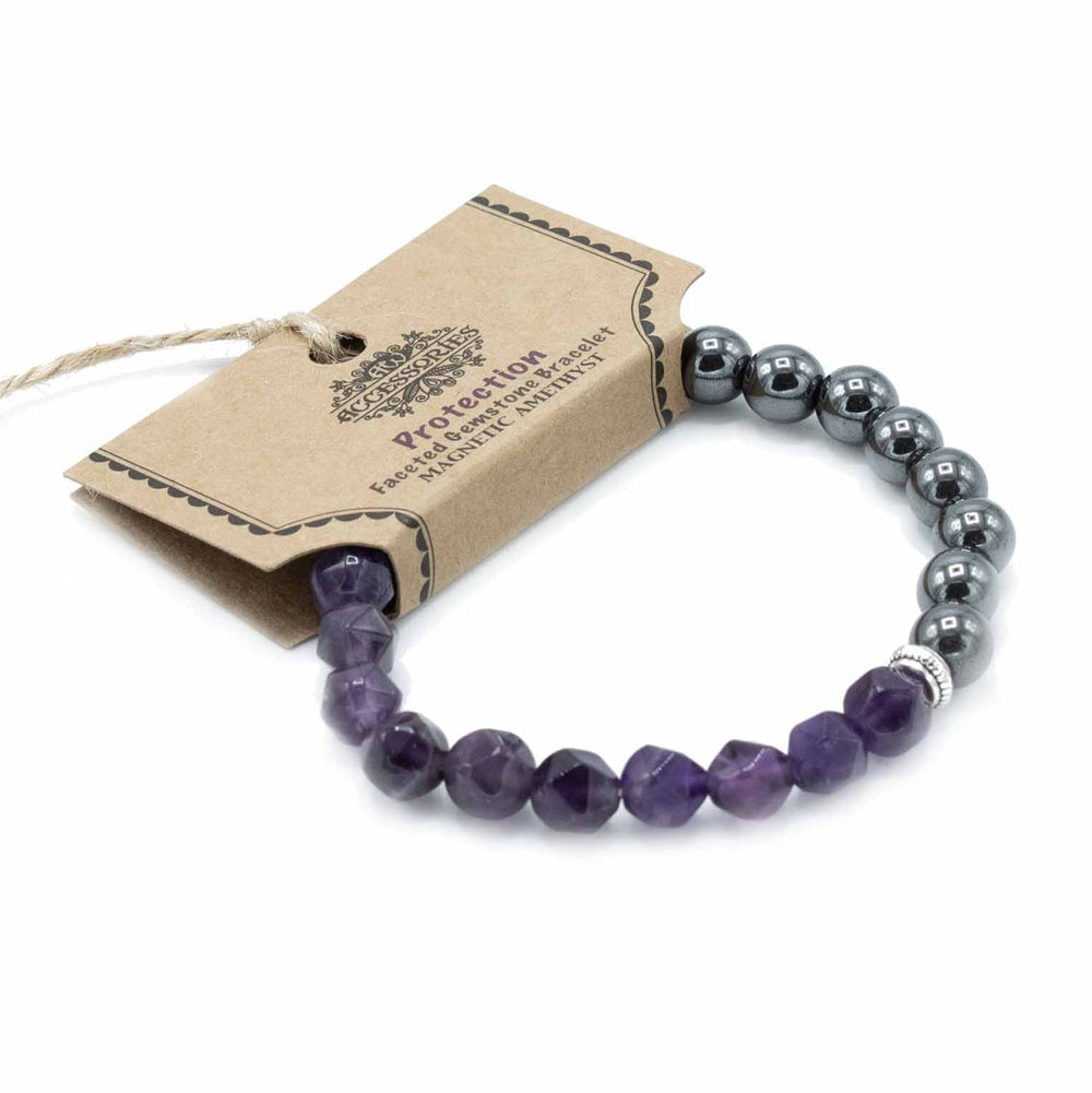 Faceted Gemstone Bracelet – Magnetic Amethyst