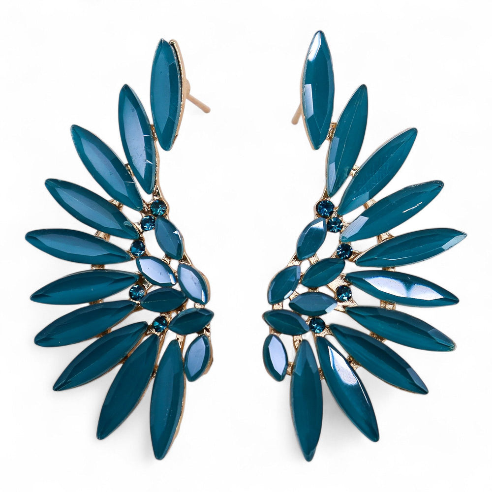 Teal Green Vintage Glass Angel Wings Earrings