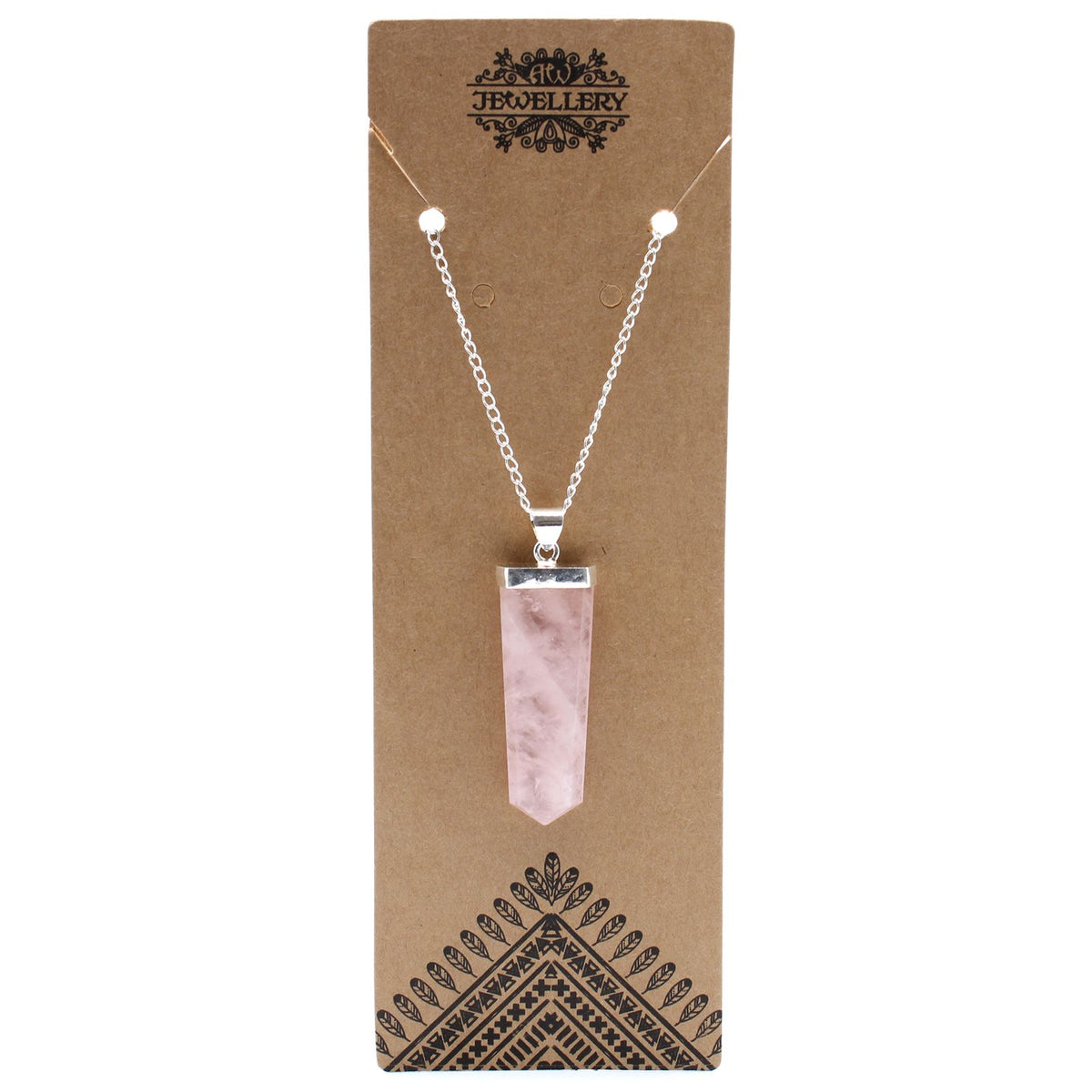 Gemstone Flat Pencil Pendant – Rose Quartz