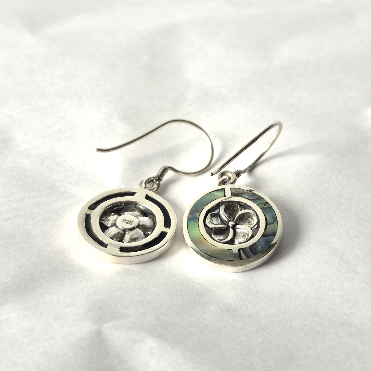 Shell & Silver Earrings – Frangipani – Abalone