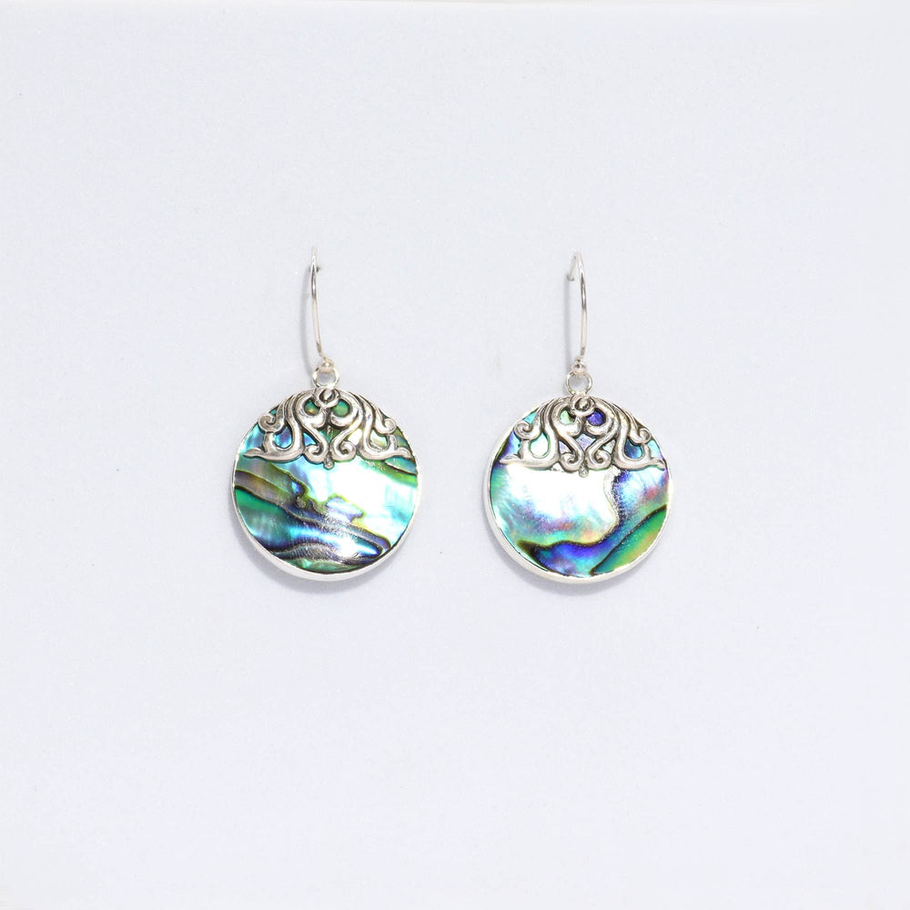 Shell & Silver Earrings – Classic Disc – Abalone