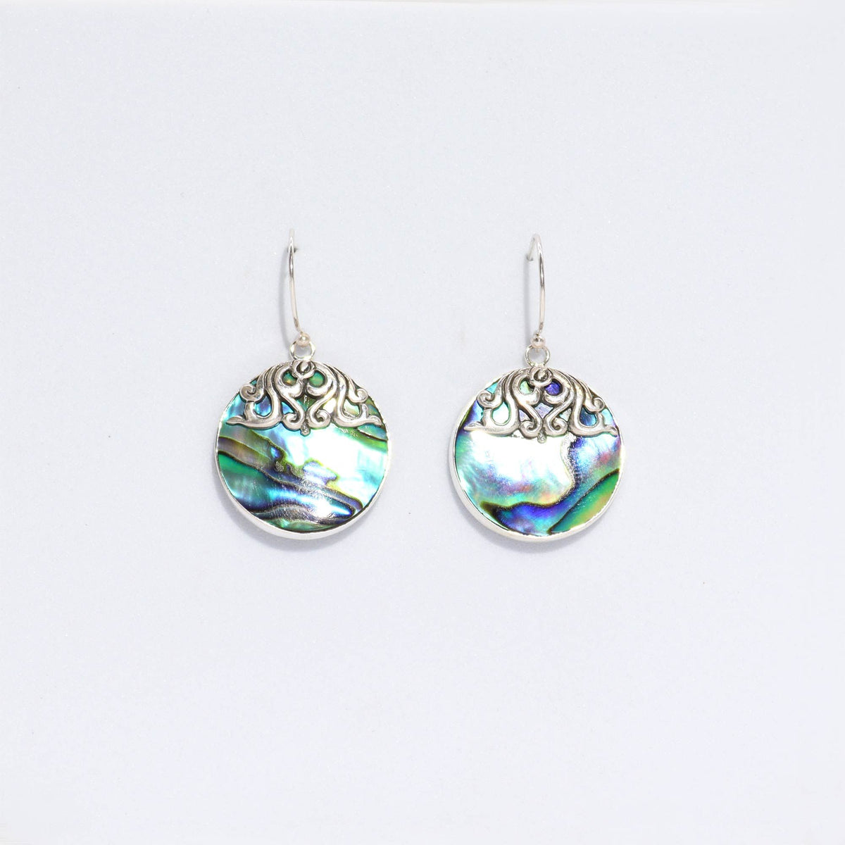 Shell & Silver Earrings – Classic Disc – Abalone
