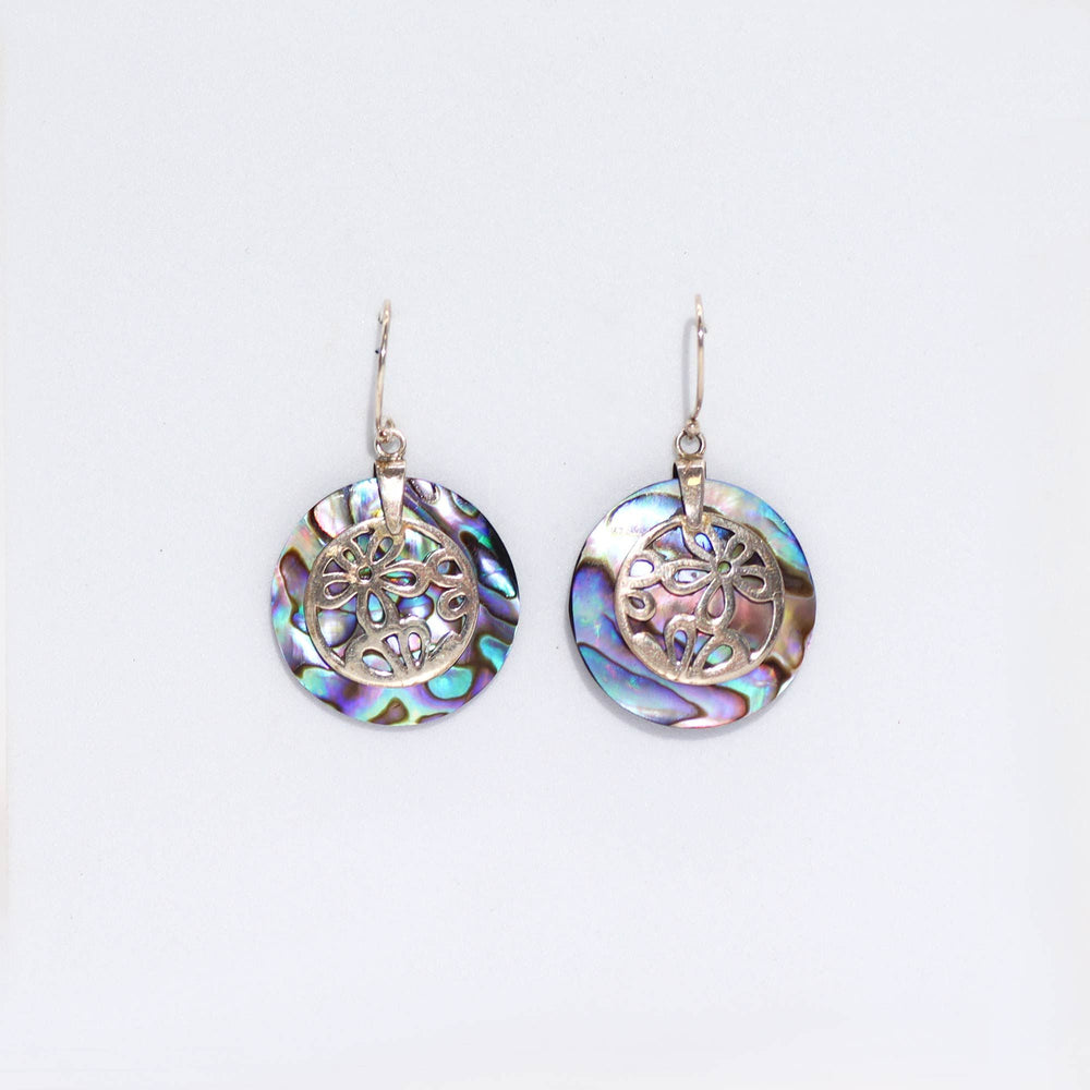 Shell & Silver Earrings – Flowers – Abalone