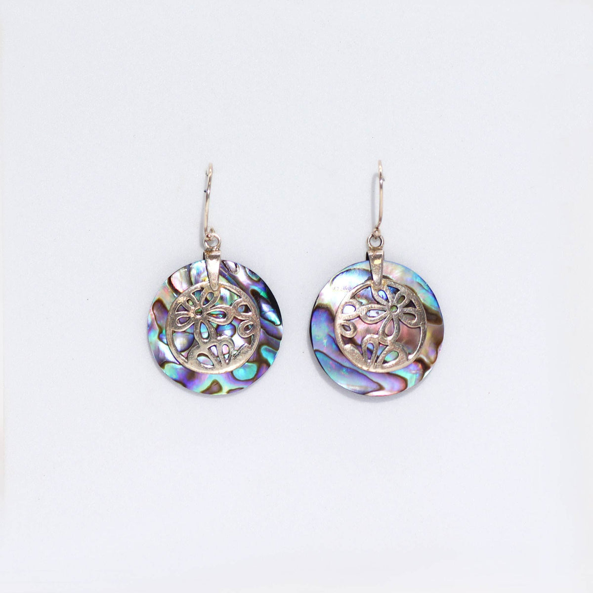 Shell & Silver Earrings – Flowers – Abalone