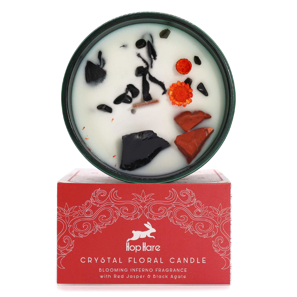 The Devil Gemstone Flower Candle – Red Jasper & Black Agate