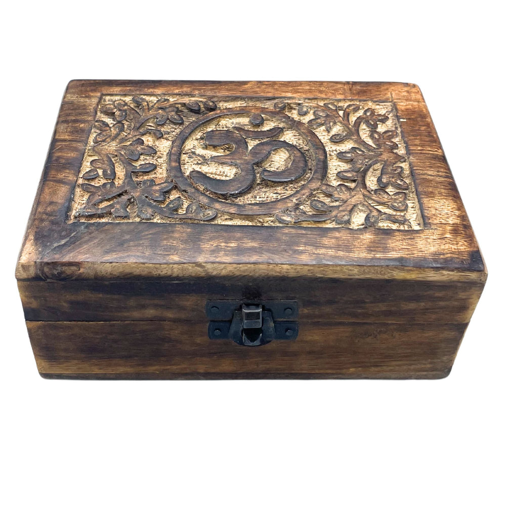 Om Hand-Carved Wooden Keepsake Box