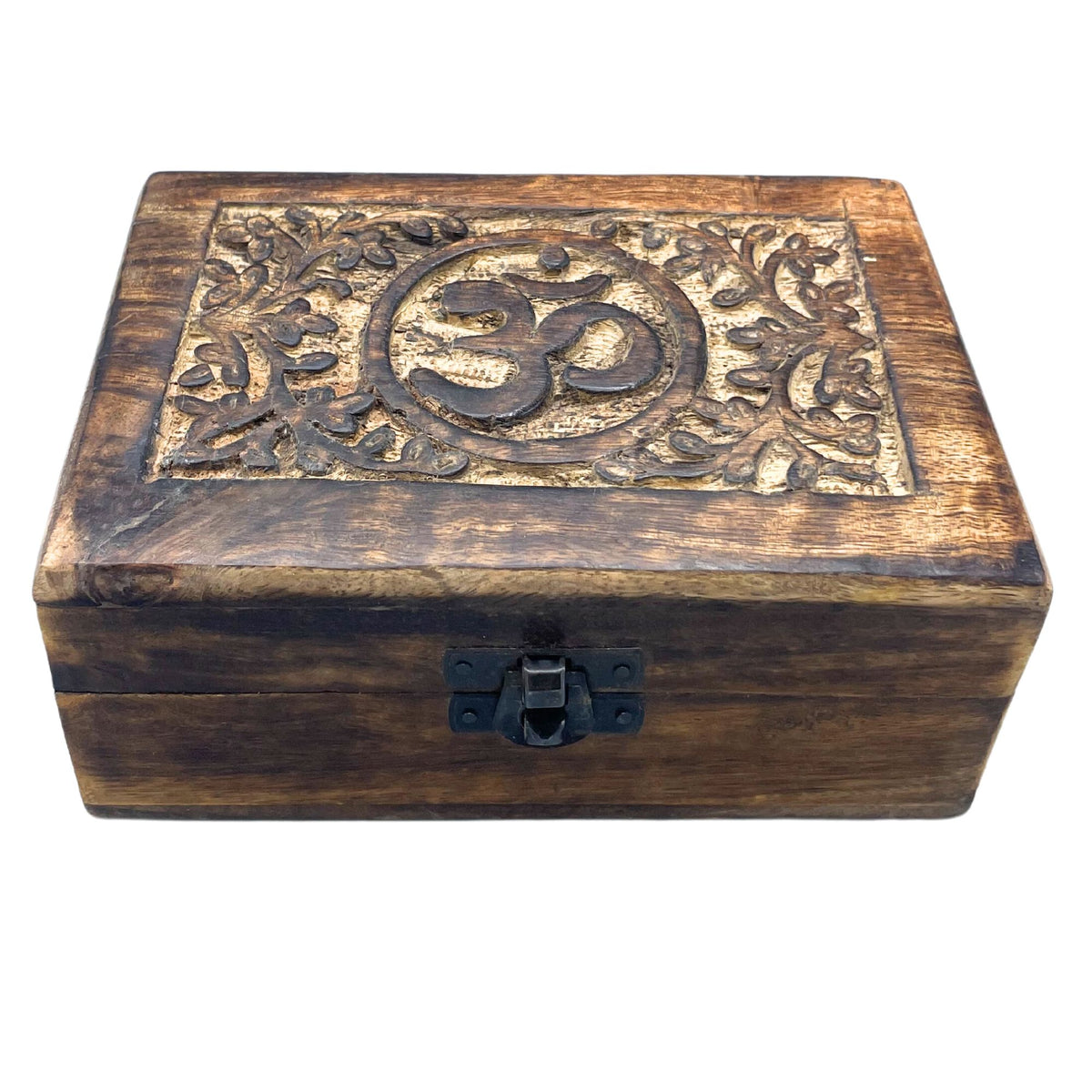 Om Hand-Carved Wooden Keepsake Box